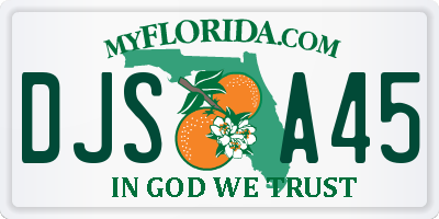 FL license plate DJSA45