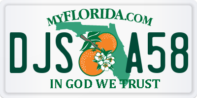 FL license plate DJSA58