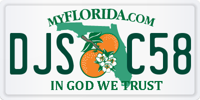 FL license plate DJSC58