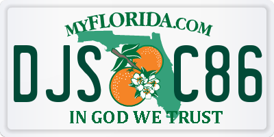 FL license plate DJSC86