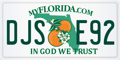 FL license plate DJSE92