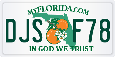 FL license plate DJSF78