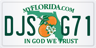 FL license plate DJSG71
