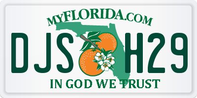 FL license plate DJSH29