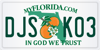 FL license plate DJSK03