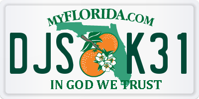 FL license plate DJSK31