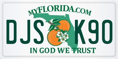 FL license plate DJSK90