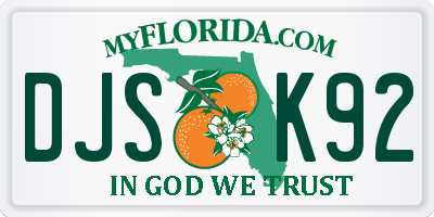 FL license plate DJSK92