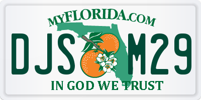 FL license plate DJSM29