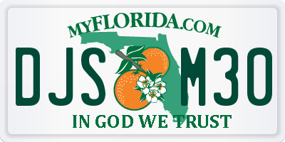 FL license plate DJSM30