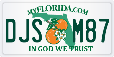 FL license plate DJSM87
