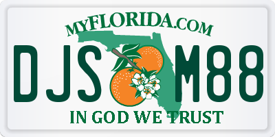 FL license plate DJSM88