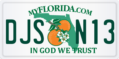 FL license plate DJSN13