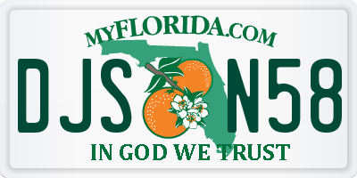 FL license plate DJSN58