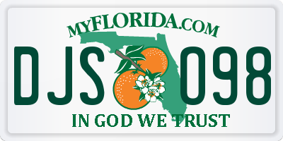FL license plate DJSO98