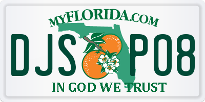 FL license plate DJSP08