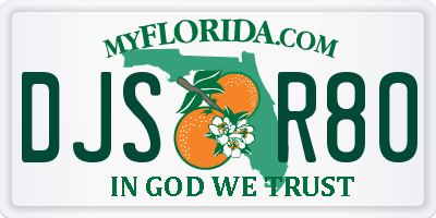 FL license plate DJSR80