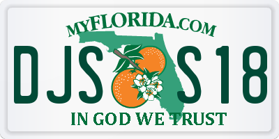 FL license plate DJSS18