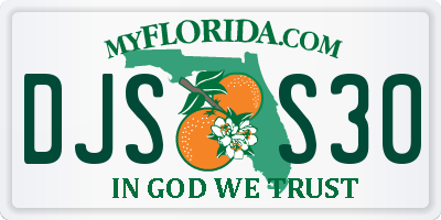 FL license plate DJSS30