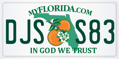 FL license plate DJSS83