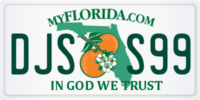 FL license plate DJSS99
