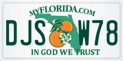 FL license plate DJSW78