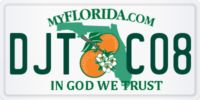 FL license plate DJTC08