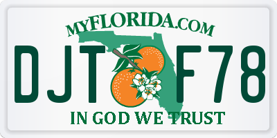 FL license plate DJTF78