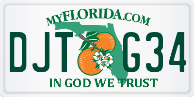 FL license plate DJTG34