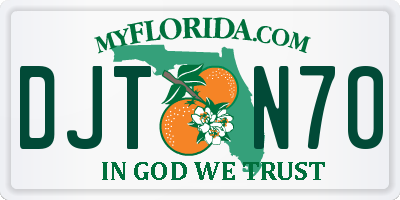 FL license plate DJTN70