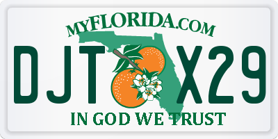 FL license plate DJTX29