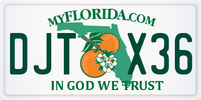 FL license plate DJTX36