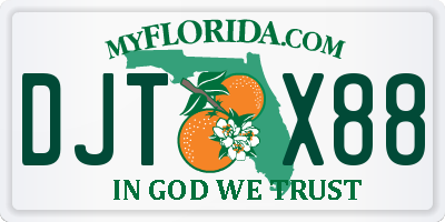 FL license plate DJTX88