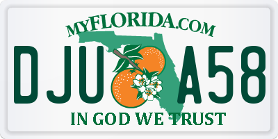 FL license plate DJUA58