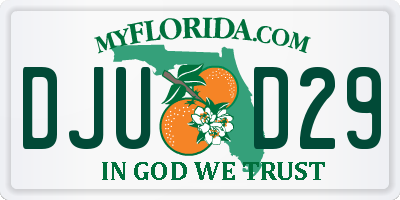 FL license plate DJUD29
