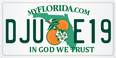 FL license plate DJUE19