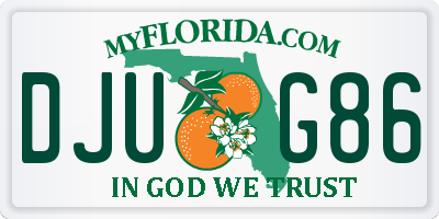 FL license plate DJUG86