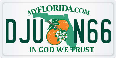 FL license plate DJUN66