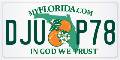 FL license plate DJUP78