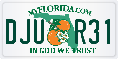 FL license plate DJUR31