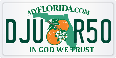 FL license plate DJUR50