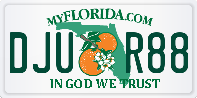 FL license plate DJUR88