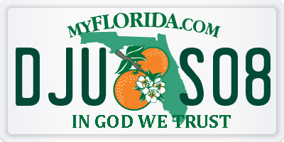 FL license plate DJUS08