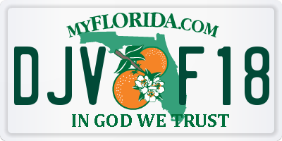 FL license plate DJVF18