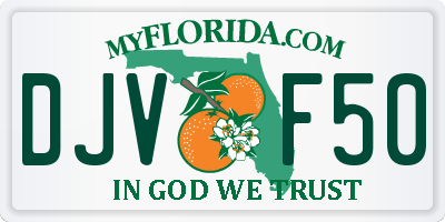 FL license plate DJVF50