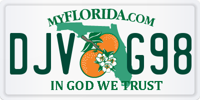 FL license plate DJVG98