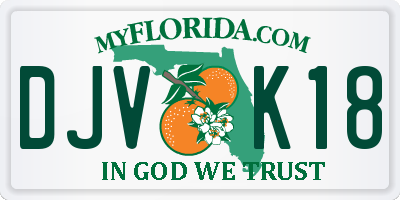 FL license plate DJVK18