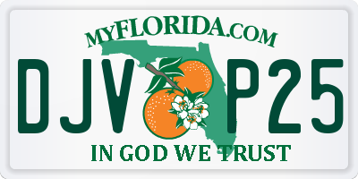 FL license plate DJVP25