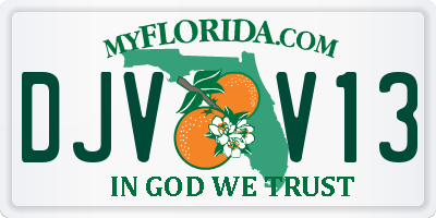 FL license plate DJVV13