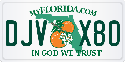 FL license plate DJVX80